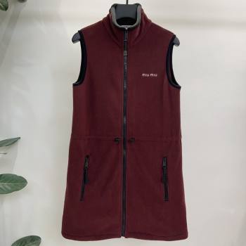 Miu Miu Fleece Dress M101708 Burgundy 2025 (Q-25101708)