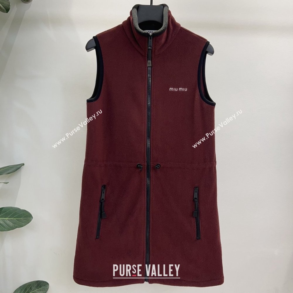 Miu Miu Fleece Dress M101708 Burgundy 2025 (Q-25101708)