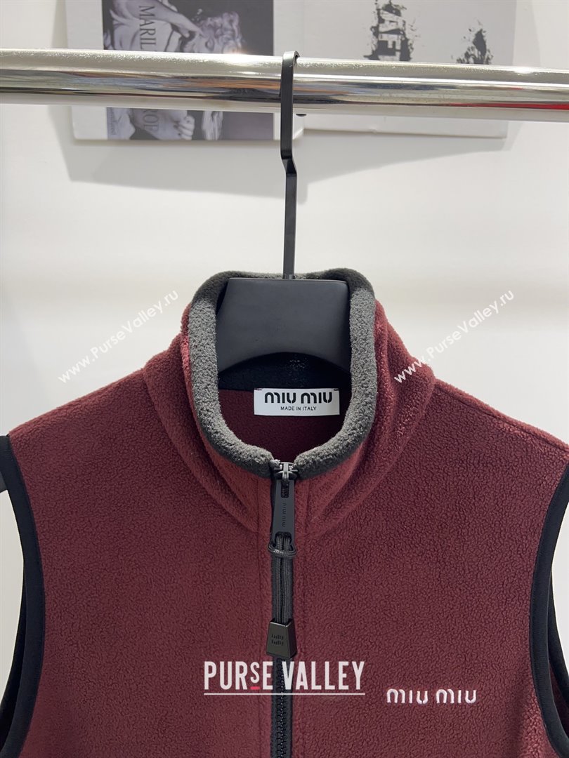Miu Miu Fleece Dress M101708 Burgundy 2025 (Q-25101708)