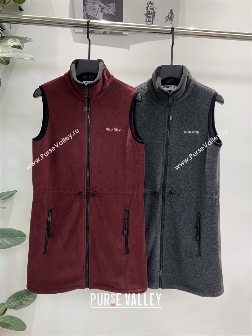 Miu Miu Fleece Dress M101708 Burgundy 2025 (Q-25101708)
