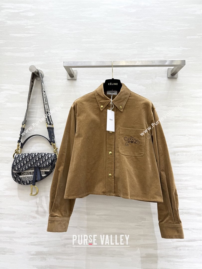 Celine Shirt C101718 Brown 2025 (Q-25101718)