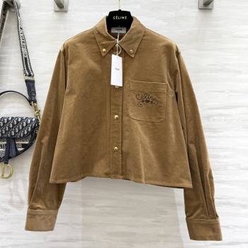 Celine Shirt C101718 Brown 2025 (Q-25101718)