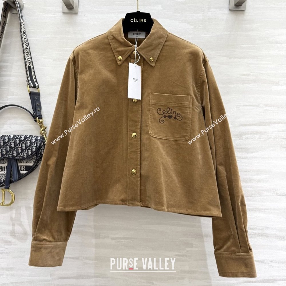 Celine Shirt C101718 Brown 2025 (Q-25101718)