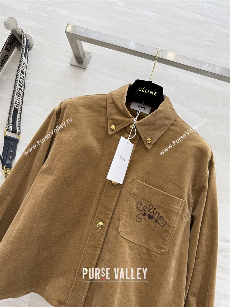 Celine Shirt C101718 Brown 2025 (Q-25101718)