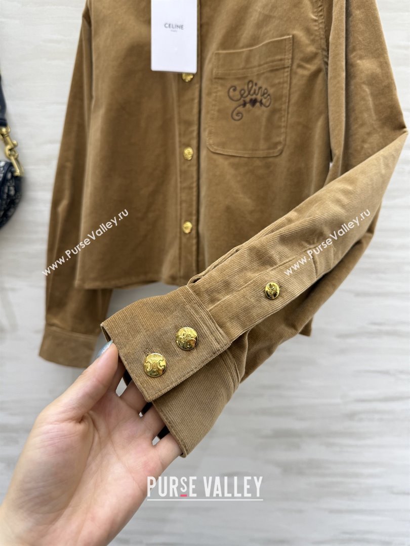 Celine Shirt C101718 Brown 2025 (Q-25101718)