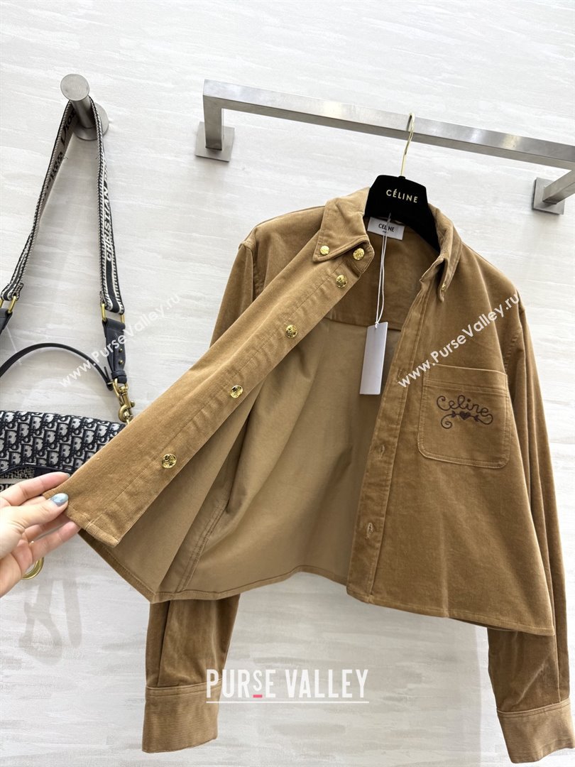 Celine Shirt C101718 Brown 2025 (Q-25101718)