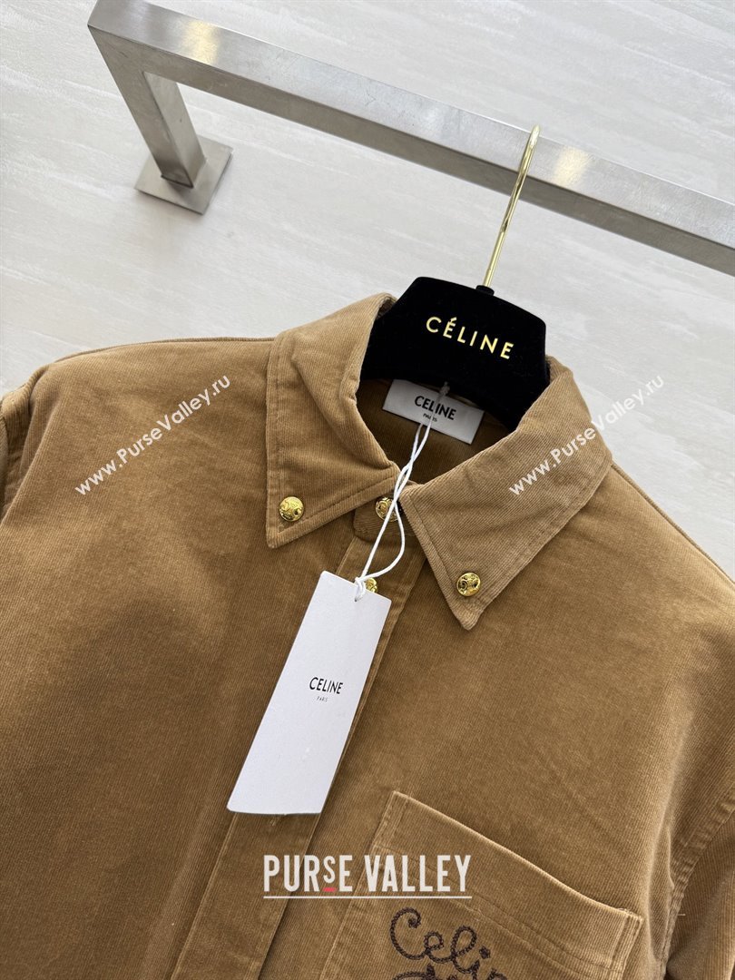 Celine Shirt C101718 Brown 2025 (Q-25101718)