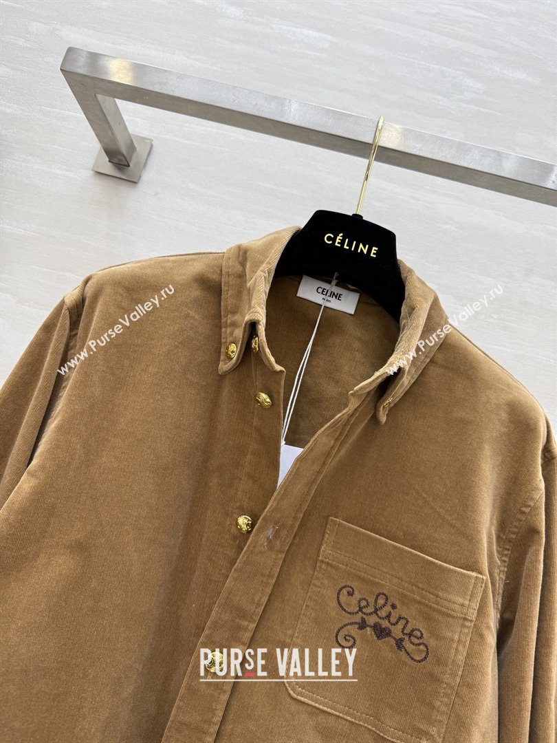 Celine Shirt C101718 Brown 2025 (Q-25101718)
