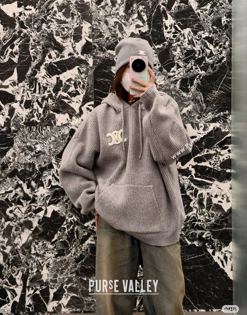 Celine Wool Sweater C101716 Grey 2025 (Q-25101716)