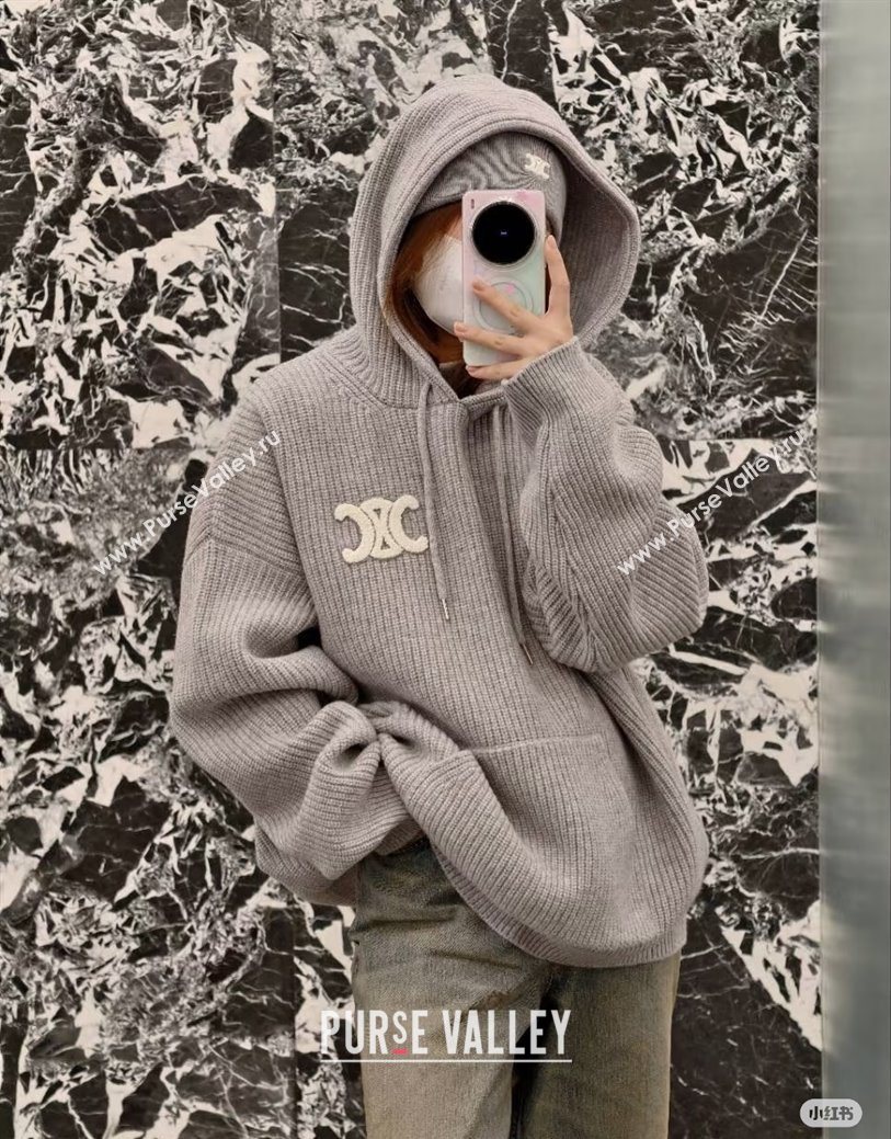 Celine Wool Sweater C101716 Grey 2025 (Q-25101716)