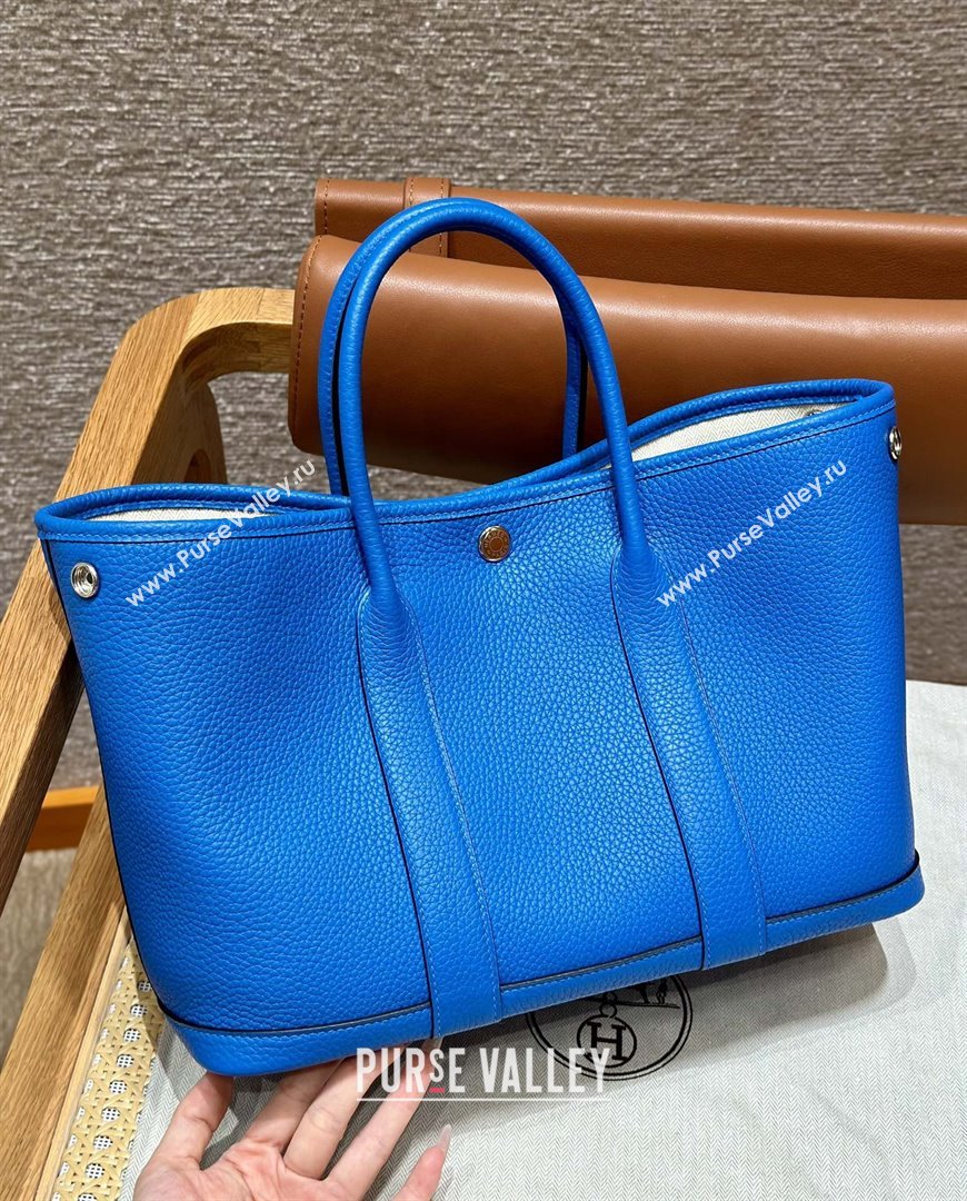 Hermes Garden Party 30/36cm Bag in Togo Leather Blue Hydra 2025(Handmade) (XX-25102312)