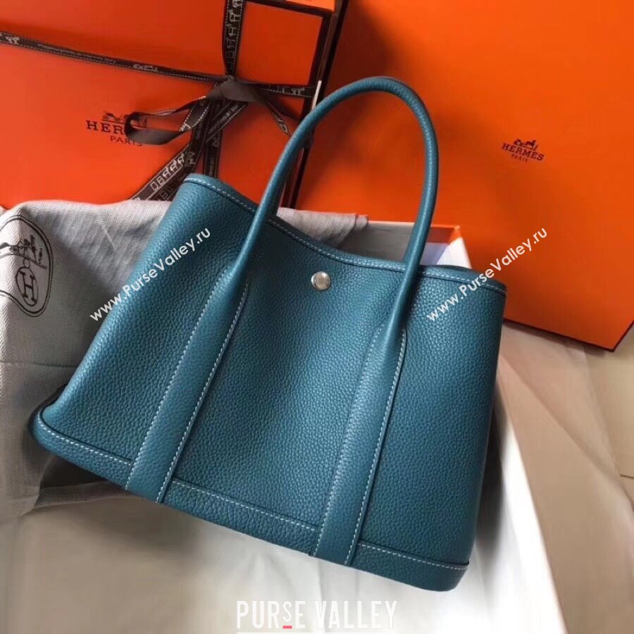 Hermes Garden Party 30/36cm Bag in Togo Leather Denim Blue 2025(Handmade) (XX-25102313)