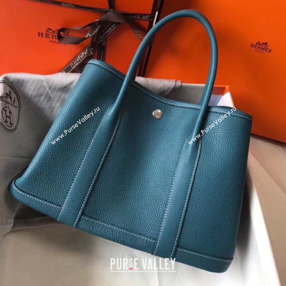Hermes Garden Party 30/36cm Bag in Togo Leather Denim Blue 2025(Handmade) (XX-25102313)