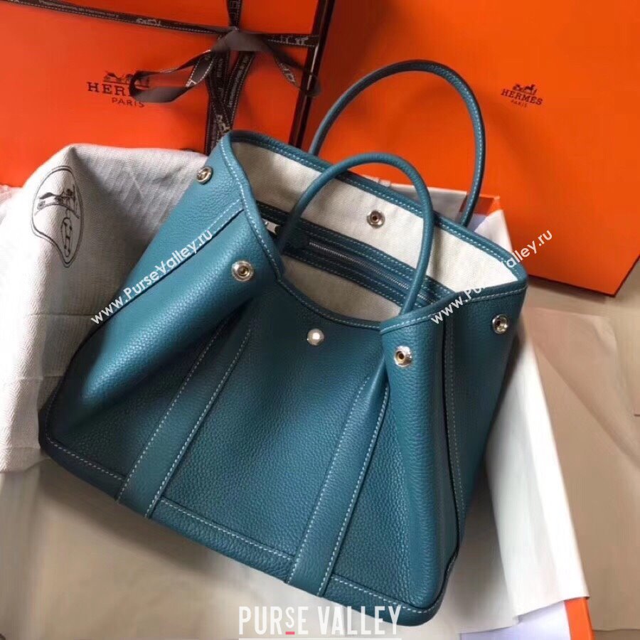 Hermes Garden Party 30/36cm Bag in Togo Leather Denim Blue 2025(Handmade) (XX-25102313)