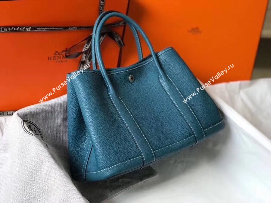 Hermes Garden Party 30/36cm Bag in Togo Leather Denim Blue 2025(Handmade) (XX-25102313)