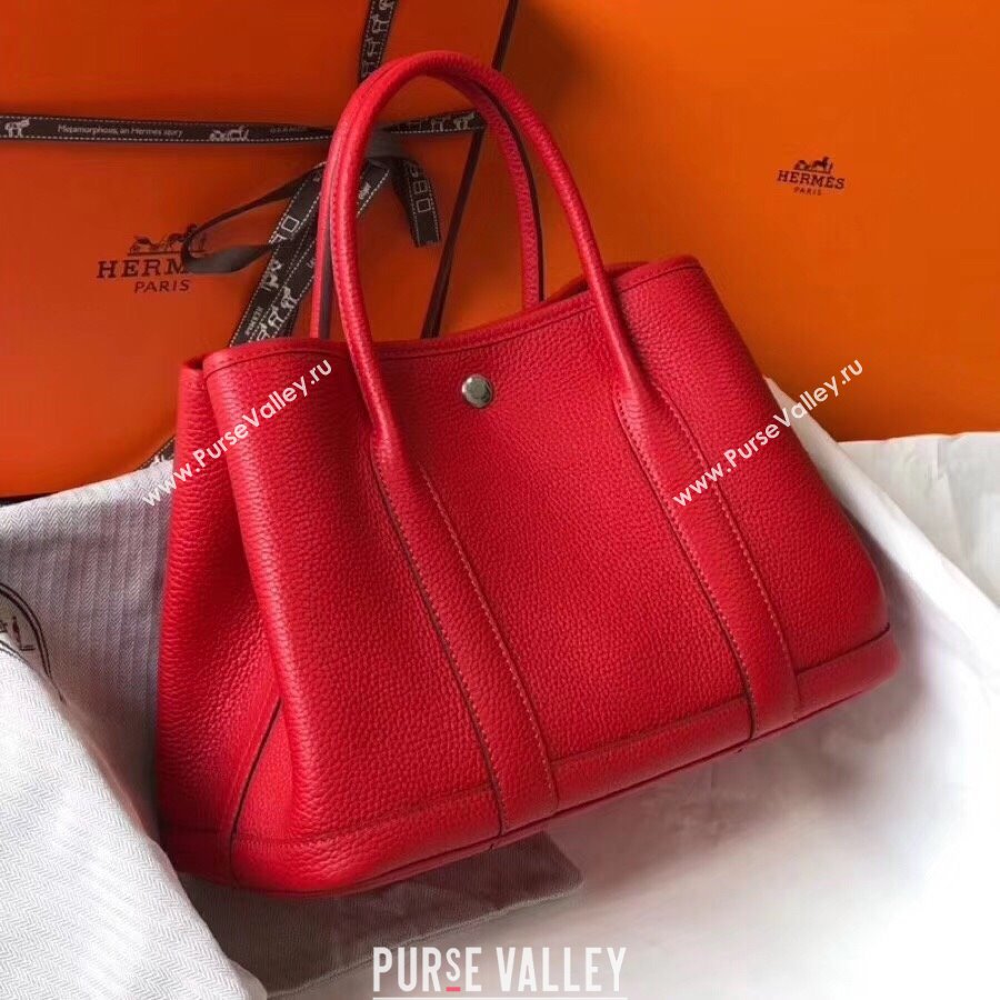 Hermes Garden Party 30/36cm Bag in Togo Leather Red 2025(Handmade) (XX-25102314)