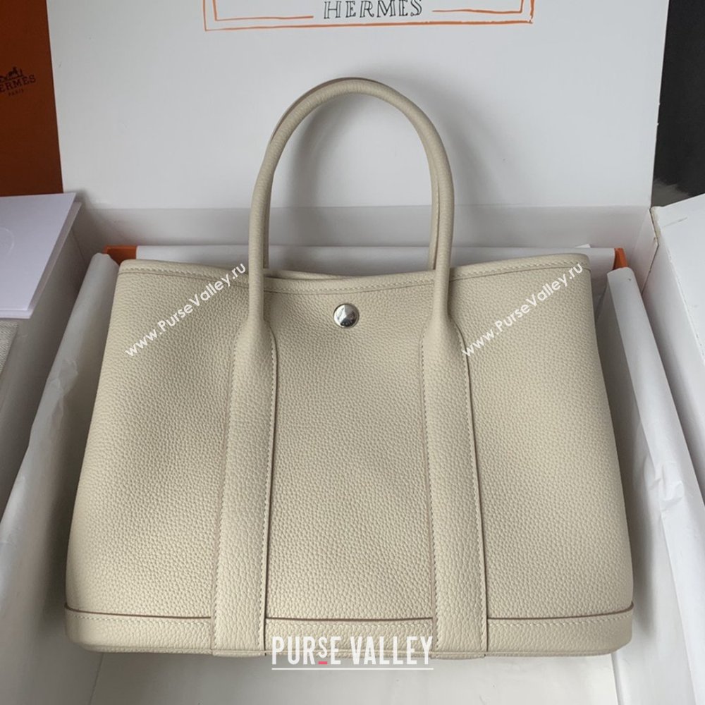 Hermes Garden Party 30/36cm Bag in Togo Leather Milkshake White 2025(Handmade) (XX-25102315)