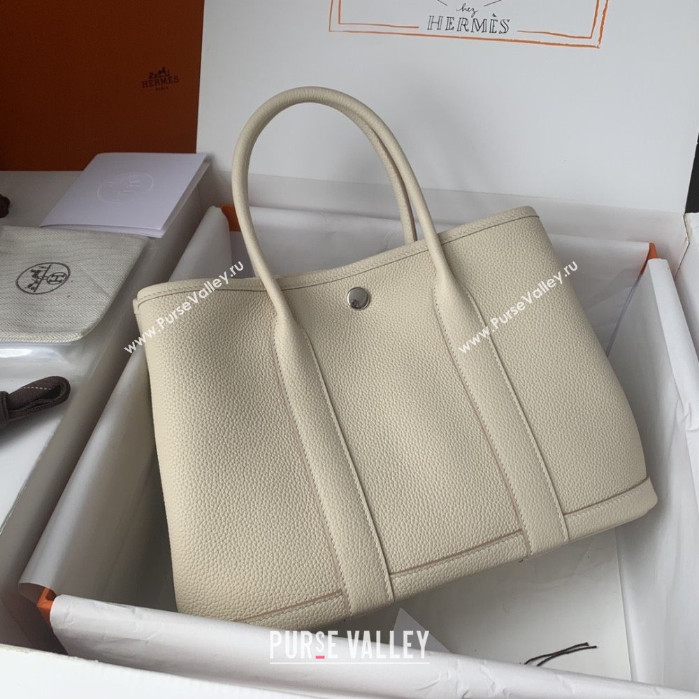 Hermes Garden Party 30/36cm Bag in Togo Leather Milkshake White 2025(Handmade) (XX-25102315)