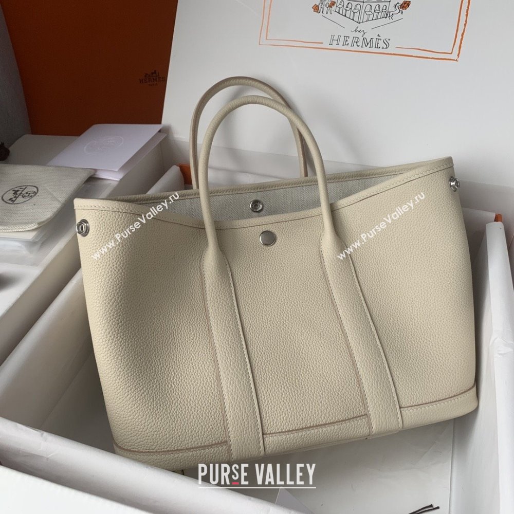 Hermes Garden Party 30/36cm Bag in Togo Leather Milkshake White 2025(Handmade) (XX-25102315)