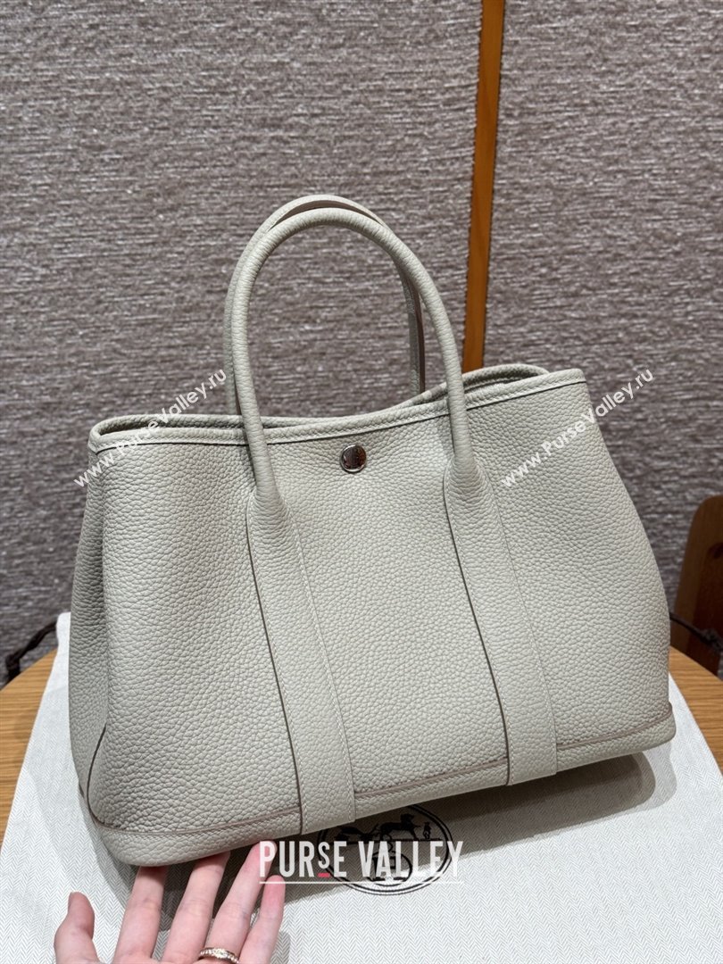 Hermes Garden Party 30/36cm Bag in Togo Leather Beton Glacier White 2025(Handmade) (XX-25102308)