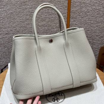 Hermes Garden Party 30/36cm Bag in Togo Leather Beton Glacier White 2025(Handmade) (XX-25102308)