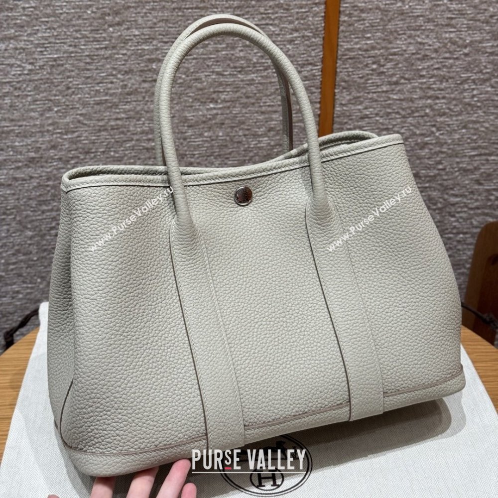 Hermes Garden Party 30/36cm Bag in Togo Leather Beton Glacier White 2025(Handmade) (XX-25102308)