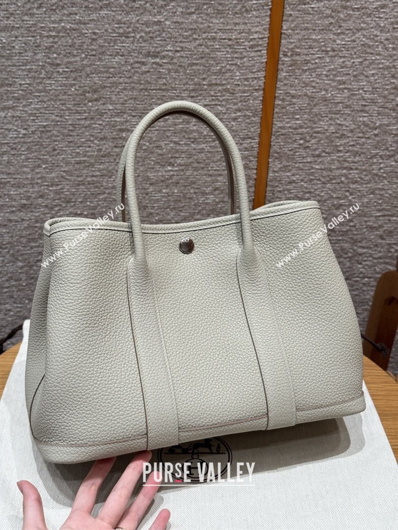 Hermes Garden Party 30/36cm Bag in Togo Leather Beton Glacier White 2025(Handmade) (XX-25102308)