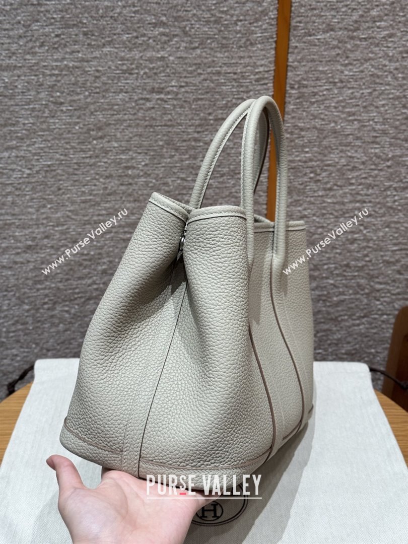 Hermes Garden Party 30/36cm Bag in Togo Leather Beton Glacier White 2025(Handmade) (XX-25102308)