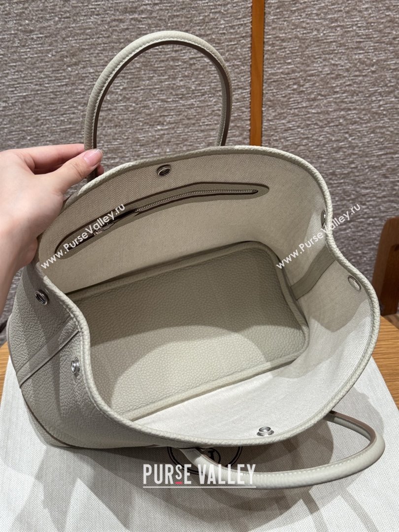 Hermes Garden Party 30/36cm Bag in Togo Leather Beton Glacier White 2025(Handmade) (XX-25102308)