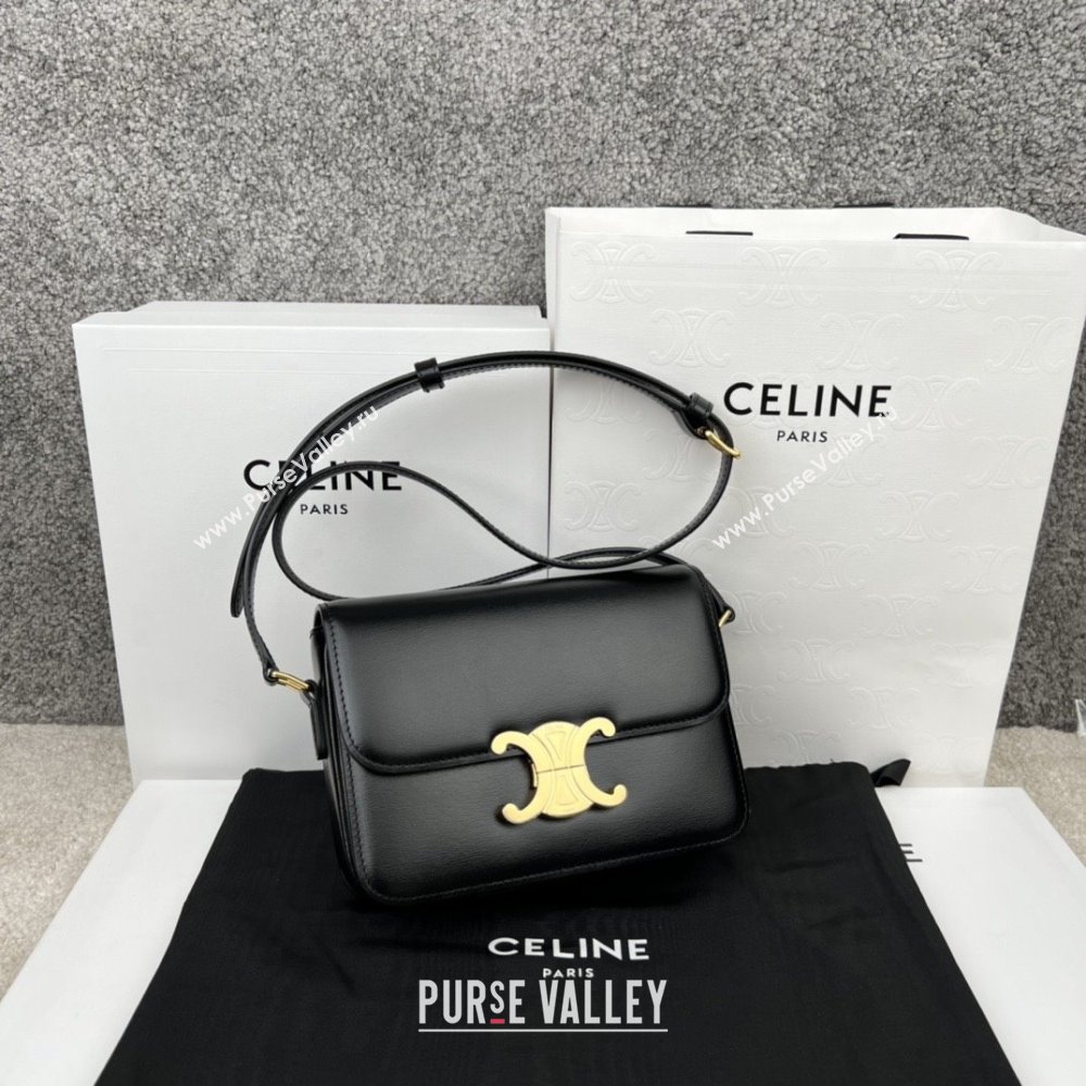 Celine Teen Triomphe Bag in Shiny Calfskin 188423 Black 2025 (JXG-25102302)