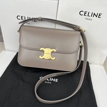 Celine Classique Triomphe Bag in Shiny Calfskin 187363 Pebble Grey 2025 (BL-25102414)