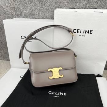 Celine Teen Triomphe Bag in Shiny Calfskin 188423 Pebble Grey 2025 (BL-25102413)
