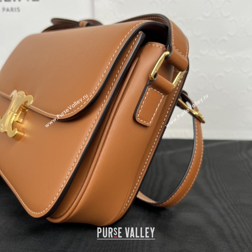 Celine Classique Triomphe Bag in Shiny Calfskin 187363 Brown 2025 (BL-25102416)