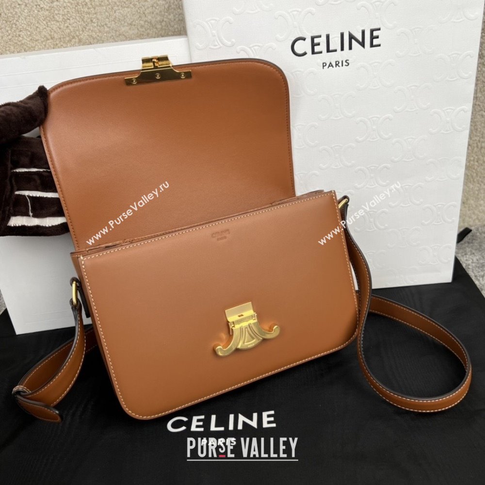 Celine Classique Triomphe Bag in Shiny Calfskin 187363 Brown 2025 (BL-25102416)