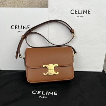 Celine Teen Triomphe Bag in Shiny Calfskin 188423 Brown 2025 (BL-25102415)