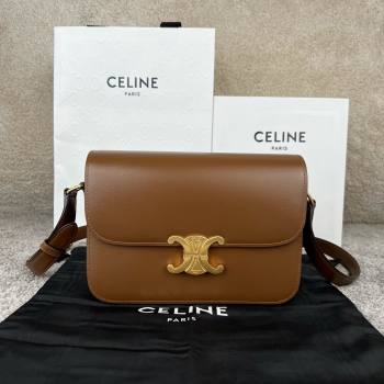 Celine Classique Triomphe Bag in Shiny Calfskin 187363 Khaki Brown 2025 (BL-25102420)