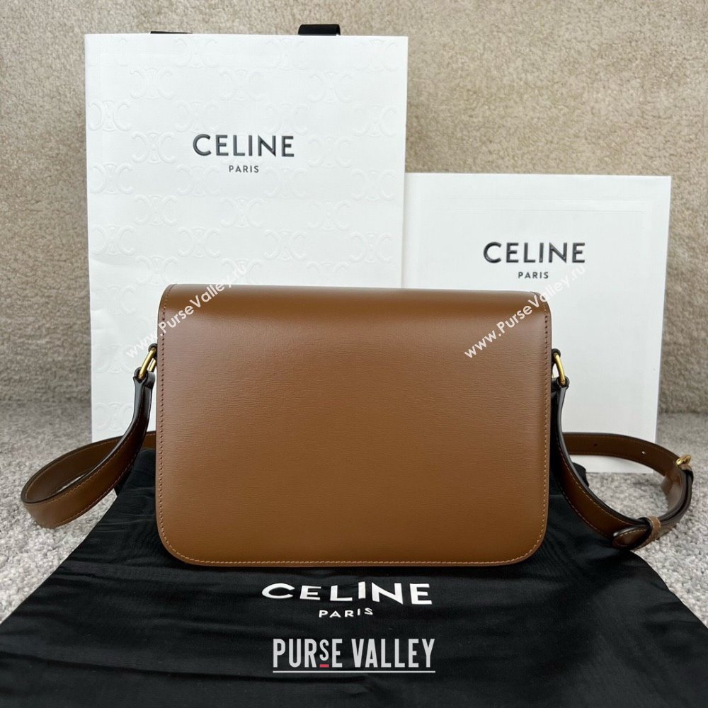 Celine Classique Triomphe Bag in Shiny Calfskin 187363 Khaki Brown 2025 (BL-25102420)