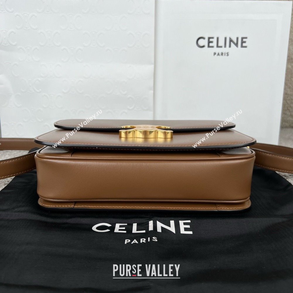 Celine Classique Triomphe Bag in Shiny Calfskin 187363 Khaki Brown 2025 (BL-25102420)