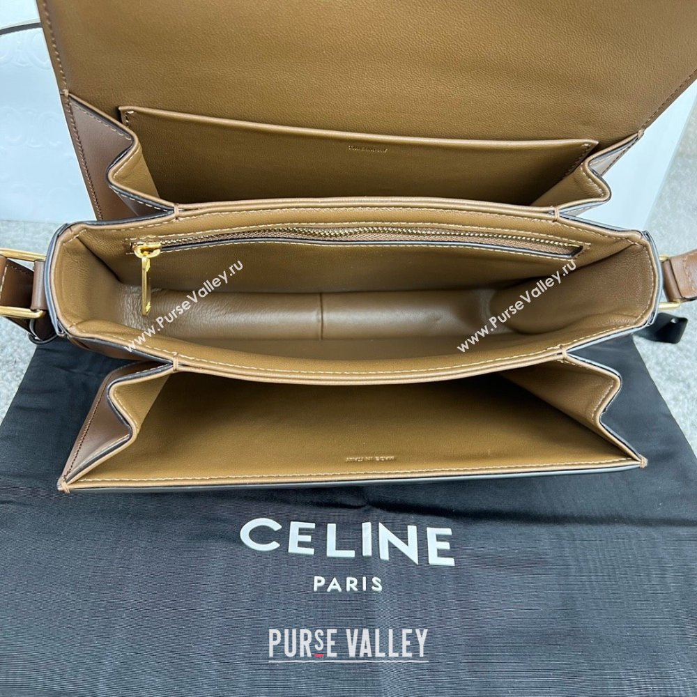 Celine Classique Triomphe Bag in Shiny Calfskin 187363 Khaki Brown 2025 (BL-25102420)
