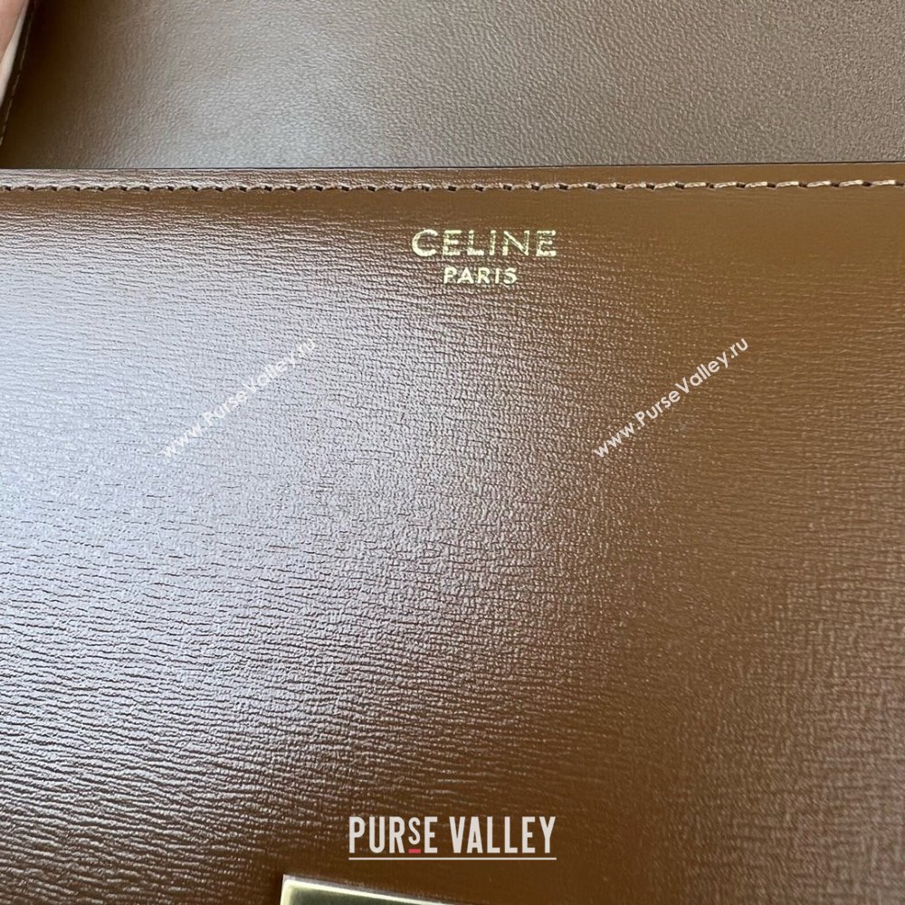 Celine Classique Triomphe Bag in Shiny Calfskin 187363 Khaki Brown 2025 (BL-25102420)