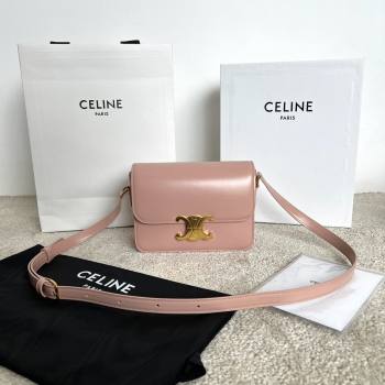 Celine Teen Triomphe Bag in Shiny Calfskin 188423 Light Peach Pink 2025 (BL-25102403)