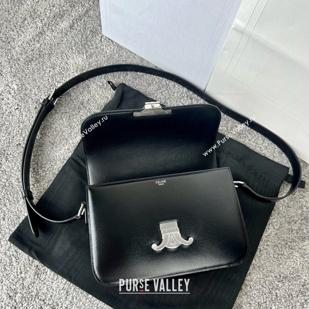 Celine Classique Triomphe Bag in Shiny Calfskin 187363 Black/Silver 2025 (BL-25102424)