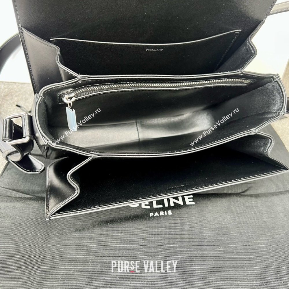 Celine Classique Triomphe Bag in Shiny Calfskin 187363 Black/Silver 2025 (BL-25102424)