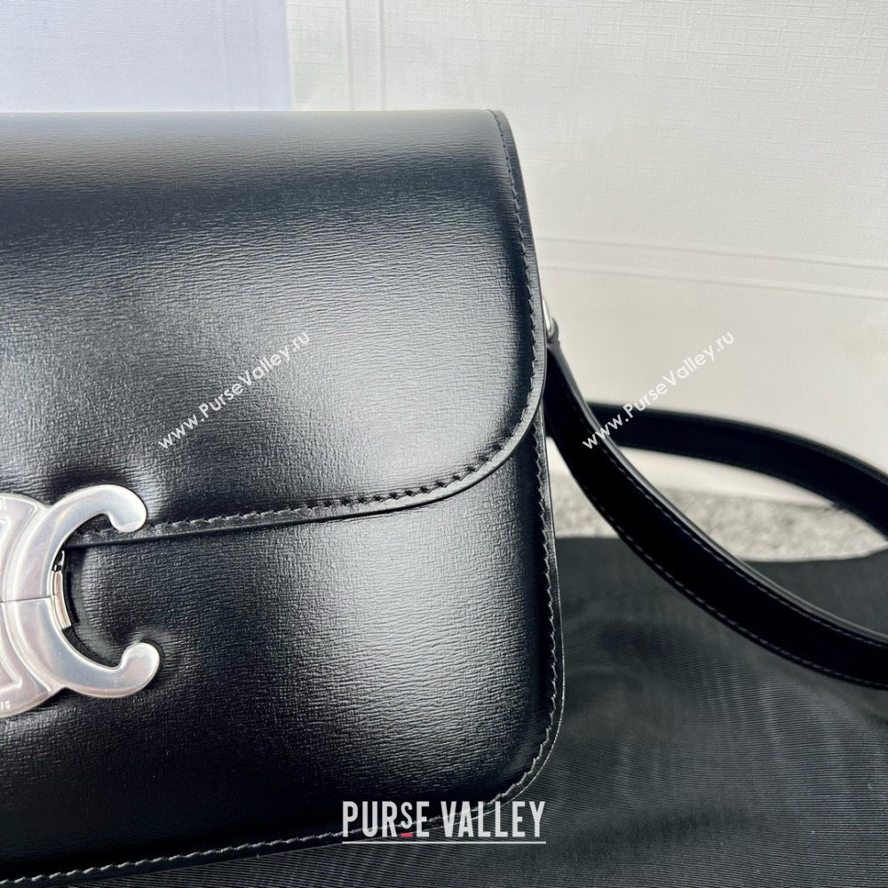 Celine Classique Triomphe Bag in Shiny Calfskin 187363 Black/Silver 2025 (BL-25102424)