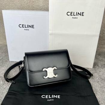 Celine Teen Triomphe Bag in Shiny Calfskin 188423 Black/Silver 2025 (BL-25102423)