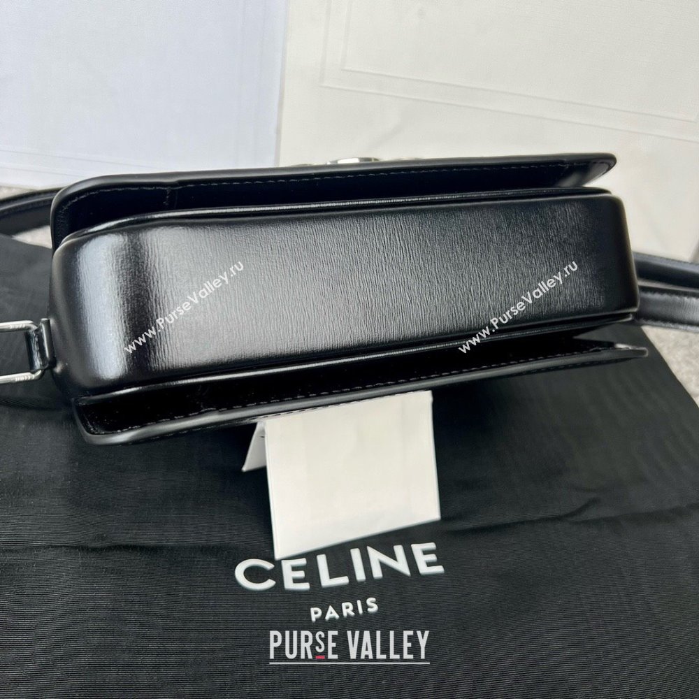 Celine Teen Triomphe Bag in Shiny Calfskin 188423 Black/Silver 2025 (BL-25102423)