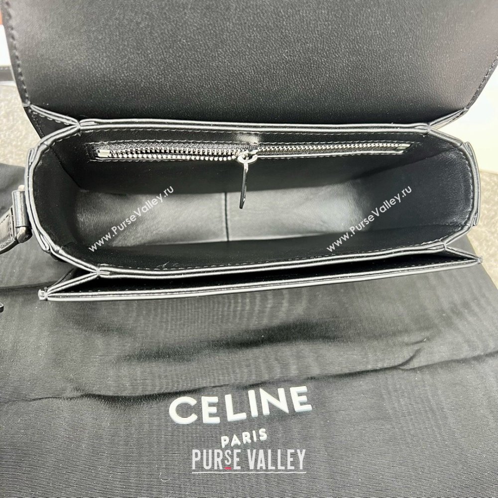 Celine Teen Triomphe Bag in Shiny Calfskin 188423 Black/Silver 2025 (BL-25102423)