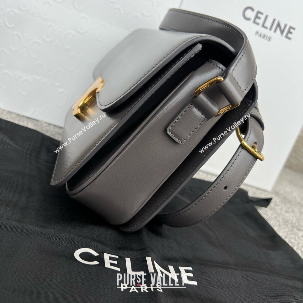 Celine Classique Triomphe Bag in Shiny Calfskin 187363 Lava Grey 2025 (BL-25102426)