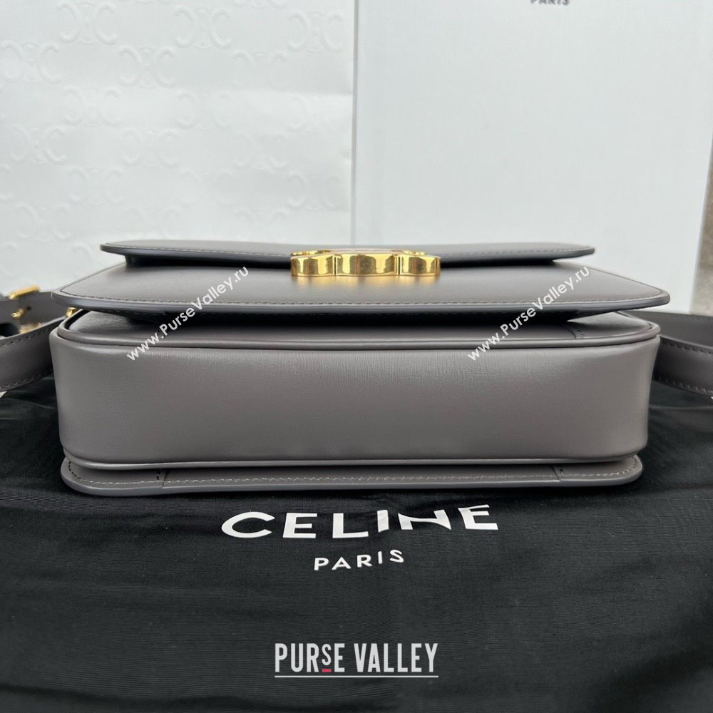Celine Classique Triomphe Bag in Shiny Calfskin 187363 Lava Grey 2025 (BL-25102426)