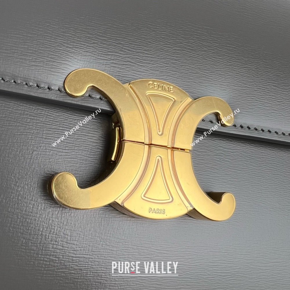 Celine Classique Triomphe Bag in Shiny Calfskin 187363 Lava Grey 2025 (BL-25102426)